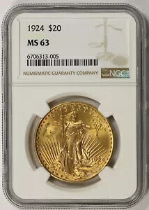 1924年 セント・ゴーデンズ ダブルイーグル金貨 20ドル MS 63 NGC｜WORLD RESOURCE【KING店】