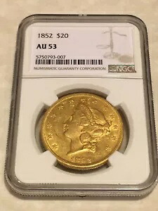 1852年 AU53 NGC ダブルイーグル タイプ1 20ドル金貨 非常に良好な状態（PCGSなし）｜WORLD RESOURCE【KING店】