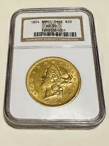 1854年 AU50 NGC リバティ ダブルイーグル 20ドル金貨 PQ 非常に良好な状態 (PCGSなし)｜WORLD RESOURCE【KING店】 978,670円