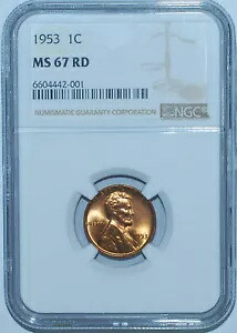 1953年 NGC MS67RD レッドリンカーンウィートセント