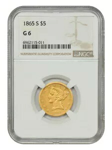 1865-S $5 NGC G6 - リバティヘッド $5｜WORLD RESOURCE【KING店】 725,725円