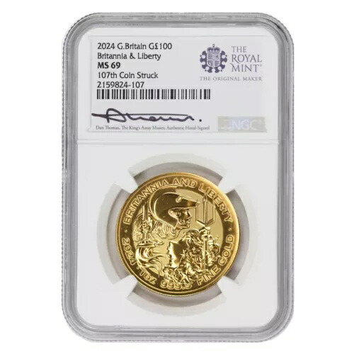 イギリス 2024年 100ポンド金貨 ブリタニア＆リバティ NGC MS69 107番目鋳造｜WORLD RESOURCE【KING店】