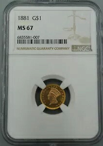 1881年 1ドル金貨 タイプ3 NGC MS67｜WORLD RESOURCE【KING店】