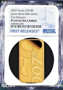2022年 ジェームズ・ボンド007 60周年記念 1オンス .9999 ゴールド プルーフ 100ドル コイン NGC PF69 FR 300mt｜WORLD RESOURCE【KING店】