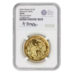 イギリス 2024年 100ポンド金貨 ブリタニア＆リバティ NGC MS69 44番目鋳造｜WORLD RESOURCE【KING店】