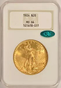1924年 20ドル セントゴーデンズ ゴールド ダブルイーグル NGC MS64 CAC Gen 4.0 ノーライン ファッティ｜WORLD RESOURCE【KING店】