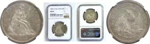 1846-O 50セント 着席型自由の女神像 ハーフダラー トールデイト NGC AU-53|WORLD RESOURCE【KING店】