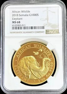 2018年 ソマリア エレファント ゴールド 1オンス .9999 ファイン 1000シリング NGC ミント ステート 68｜WORLD RESOURCE【KING店】 878,955円