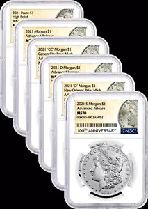 2021 シルバー モーガン＆ピース 1ドルセット ? 先行リリース ? NGC MS-70 6コインコレクション｜WORLD RESOURCE【KING店】