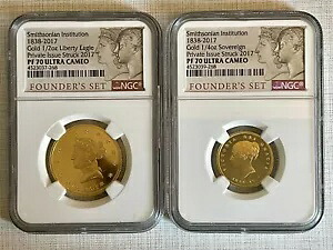 スミソニアン 1838-2017 リバティイーグル&ソブリンゴールド NGC PF70 2点セット SKU#6519|WORLD RESOURCE【KING店】