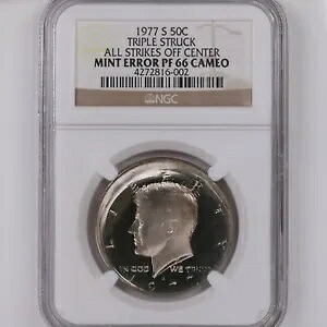 1977-S ケネディ 50C トリプルストライク ミントエラー 全てのストライクがセンターオフ NGC PF66 CAM｜WORLD RESOURCE【KING店】