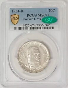 1951-D ブッカー T ワシントン ハーフ 50 セント MS67+ PCGS セキュア ~ CAC 949192-5|WORLD RESOURCE【KING店】