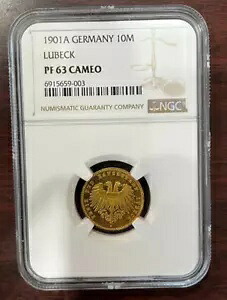 1901年 A ゴールド ドイツ 10M リューベック NGC PR63 カメオ｜WORLD RESOURCE【KING店】