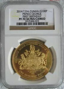 トリスタン・ダ・クーニャ 2014 1オンス 金貨 100ポンド NGC PF-70 Ul.カメオ プリンスジョージ｜WORLD RESOURCE【KING店】