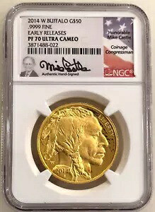 2014年 W $50 プルーフゴールド バッファロー NGC PF70 アーリーリリース マイク・キャッスル直筆サイン入り｜WORLD RESOURCE【KING店】
