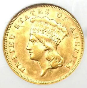 1878年 3ドル インディアン金貨 $3 - NGC MS61認定 (BU UNC) - 希少コイン｜WORLD RESOURCE【KING店】