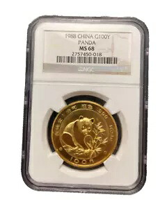 中国 1988年 金貨 1オンス パンダ 100元 NGC MS68｜WORLD RESOURCE【KING店】