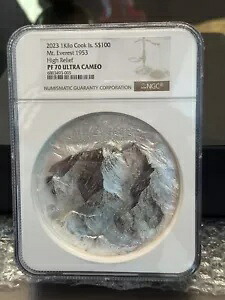 2023年 クック諸島 100ドル エベレスト 1953年 1キロ .999 銀貨 NGC PF70 ウルトラカム｜WORLD RESOURCE【KING店】