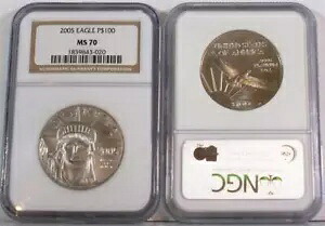 2005年 100ドル 1オンス .9995 ミントステート プラチナイーグル NGC MS 70 スタンダードゴールドラベル｜WORLD RESOURCE【KING店】