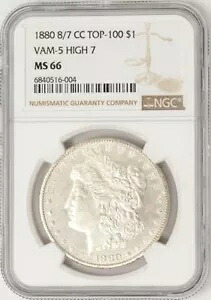 1880-CC モルガン銀貨 $ 8/7 Vam 5 High 7 MS66 NGC 948515-10|WORLD RESOURCE【KING店】