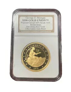米国デザイン案 1876年 ゴールド 1オンス 100ドル NGC ジェムプルーフ ウルトラカメオ ジョージ・モーガン|WORLD RESOURCE【KING店】