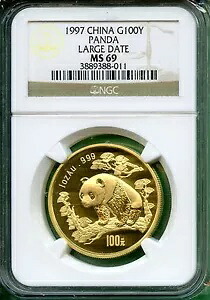 中国 1997年 パンダ ラージ 日付 1オンス ゴールド NGC MS 69 100元 .999 AU｜WORLD RESOURCE【KING店】