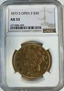 1873-S オープン3 $20 リバティヘッド ゴールド ダブルイーグル NGC AU53｜WORLD RESOURCE【KING店】