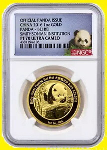 2016年 中国 1オンス ゴールド スミソニアン パンダ NGC PF70 非常に希少 低級 新品｜WORLD RESOURCE【KING店】
