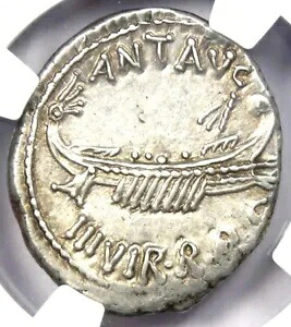マルクス・アントニウス AR デナリウス銀貨 紀元前 32 年 - NGC AU - 5/5 ストライク アンド サーフェイス!｜WORLD RESOURCE【KING店】