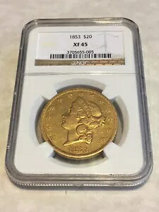 1853 XF45 NGC リバティ ダブルイーグル 20 ドル金貨 非常に美しいコイン (PCGS なし)｜WORLD RESOURCE【KING店】