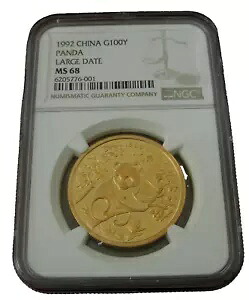 中国 1992年 金貨 1オンス パンダ 100元 NGC MS68 ラージデイト｜WORLD RESOURCE【KING店】