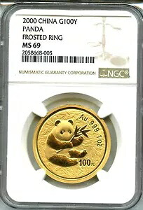 中国 2000年 パンダゴールド NGC MS 69 1オンス 100元 フロストリング｜WORLD RESOURCE【KING店】