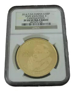 トリスタン・ダ・クーニャ 2014年 金貨 1オンス 100ポンド NGC PF69UC 教皇ヨハネ・パウロ2世｜WORLD RESOURCE【KING店】
