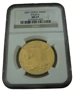 中国 2001年 金貨 1オンス パンダ 500元 NGC MS69|WORLD RESOURCE【KING店】