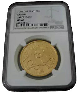 中国 1992年 金貨 1オンス パンダ 100元 NGC MS69 銅の斑点あり｜WORLD RESOURCE【KING店】