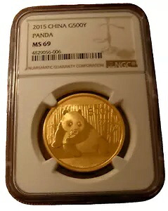 中国 2015年 金貨 1オンス パンダ 500元 NGC MS69｜WORLD RESOURCE【KING店】