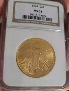 セント・グアデン 20ドル金貨 NGC MS 64++++ 1924年 輝かしいアンダーグレードの美しさ｜WORLD RESOURCE【KING店】