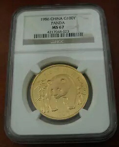 中国 1986年 金貨 1オンス パンダ 100元 NGC MS67｜WORLD RESOURCE【KING店】
