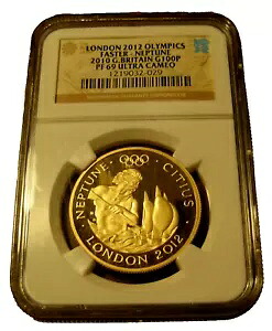 イギリス 2010 金貨 1オンス 100ポンド NGC PF69UC ロンドンオリンピック ファスターネプチューン｜WORLD RESOURCE【KING店】