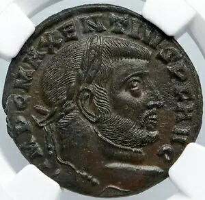 マクセンティウス 本物 古代 308年 ローマ 本物 古代ローマコイン 神殿 NGC i88881｜WORLD RESOURCE【KING店】