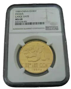 中国 1989年 金貨 1オンス パンダ 100元 NGC MS68 ラージデイト｜WORLD RESOURCE【KING店】