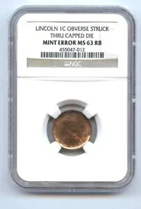 リンカーン・セント(1セント)表面打抜キャップ付きダイ-NGC MS63RB-レア-ミントエラー|WORLD RESOURCE【KING店】