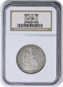1855-S 自由の女神像 銀貨 ハーフドル VF30 NGC｜WORLD RESOURCE【KING店】