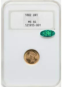1882 G$1 MS64 NGC、(CAC)、(OH)｜WORLD RESOURCE【KING店】