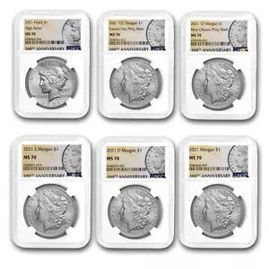 2021年 モルガン/ピース ダラー 6枚セット MS-70 NGC｜WORLD RESOURCE【KING店】