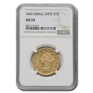 1842年 10ドル リバティ ゴールド イーグル AU-53 NGC (スモールデイト)｜WORLD RESOURCE【KING店】