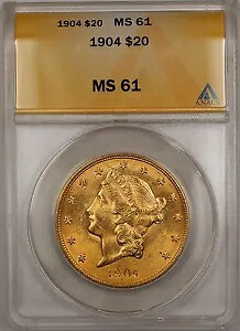 1904年 20ドル リバティ ダブルイーグル金貨 ANACS MS-61 (良品) SB｜WORLD RESOURCE【KING店】