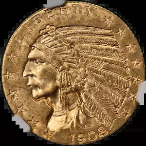 1908-D インディアンゴールド 5ドル NGC MS64 素晴らしい外観 強い打痕｜WORLD RESOURCE【KING店】