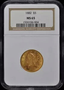 1882年 ハーフイーグル - モットー 5ドル NGC MS65｜WORLD RESOURCE【KING店】