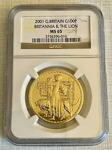 イギリス 2001年 ブリタニア ウナとライオン 100ポンド 1オンス 金貨 NGC MS65 3510｜WORLD RESOURCE【KING店】